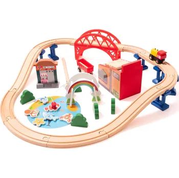 Vláček a vláčkodráha Aga4Kids Dřevěná vláčkodráha DS5646