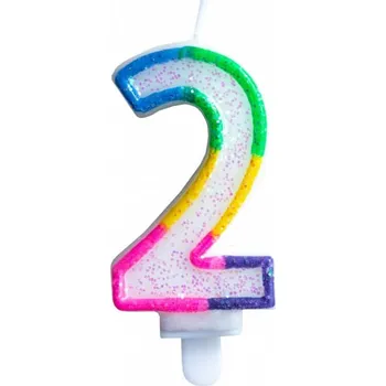 Dortová svíčka Dortová svíčka 2 třpytivá s duhovým okrajem