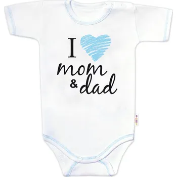 Kojenecký body Body krátký rukáv Baby Nellys, I love mom & dad, kluk Velikost: 80 (9-12m)
