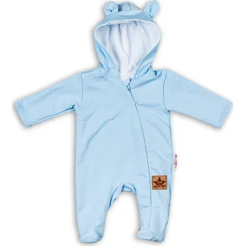 Kojenecký overall Baby Nellys Kojenecký teplákový overal s kapucí Teddy - sv. modrý Velikost: 86 (12-18m)