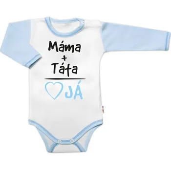 Kojenecký body Body dlouhý rukáv s vtipným textem Baby Nellys, Máma+Táta, kluk Velikost: 86 (12-18m)