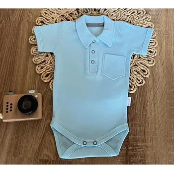 Kojenecký body Body polo kr. rukáv, bavlna Mamatti, Dino park - modré Velikost: 68 (3-6m)