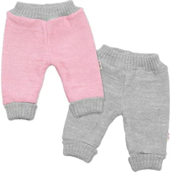 Kojenecké oblečení Baby Nellys Rostoucí oboustranné kalhoty Hand Made, růžová-šedá Velikost: 80/86 (12-18m)