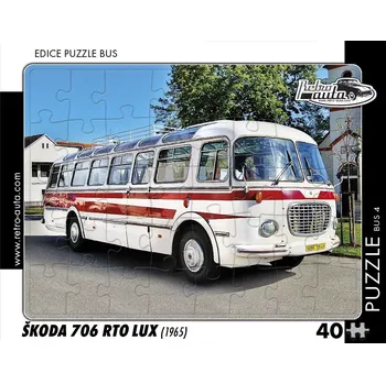 Puzzle Retro-Auta BUS 4 ŠKODA 706 RTO LUX 1965 40 dílků