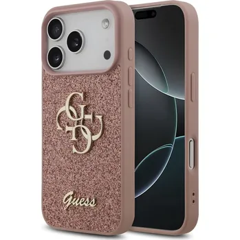 Náhradní díl pro mobilní telefon Guess PU Fixed Glitter 4G Metal Logo zadní kryt pro iPhone 17 Pro Pink