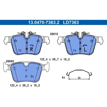 Brzdová destička Sada brzdových destiček, kotoučová brzda ATE 13.0470-7363.2