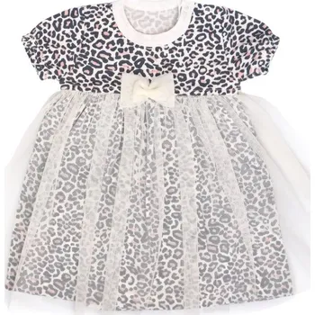 Kojenecký body Mamatti Sukničkobody s tylem, krátký rukáv Gepardík - bílé se vzorem Velikost: 86 (12-18m)