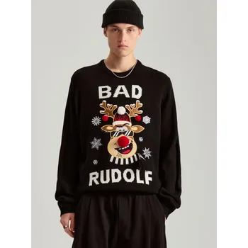 Pánský svetr Vánoční svetr se sobem - S - House - černá - 806CC-99X