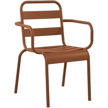 Jídelní židle FOLONICCA 02, kovová židle s područkami, do exteriéru i interiéru, oranžová