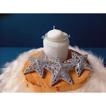 Vánoční ozdoba Bestent Ozdoby na vánoční stromek - hvězda 3ks 10,5cm SILVER