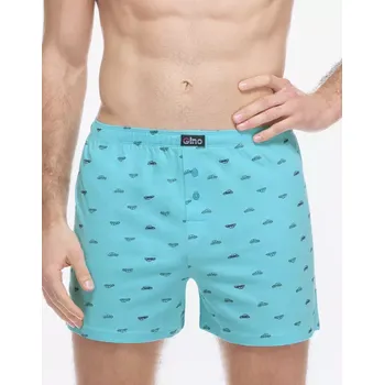 Trenýrky GINA pánské trenky volné, šité, s potiskem 75216P aqua petrolejová 46/48