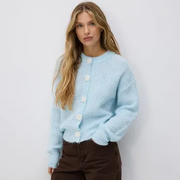 Dámský svetr Reserved - Kardigan s příměsí vlny - bleděmodrá - 956IL-05X - 956IL-05X-L