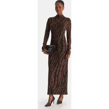 Dámské oblečení ACCESS FASHION Koktejlové šaty 54-3352-0006 Hnědá Slim Fit S