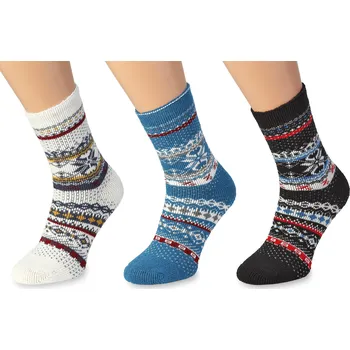 Dámské ponožky Sada ponožek 3v1 s norskými motivy pro dámy, Wooline Natur hebké Velikost ponožek: EUR 35-38