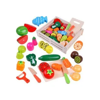 Dřevěná hračka Dřevěná krabička s ovocem a zeleninou na magnet ZA4121