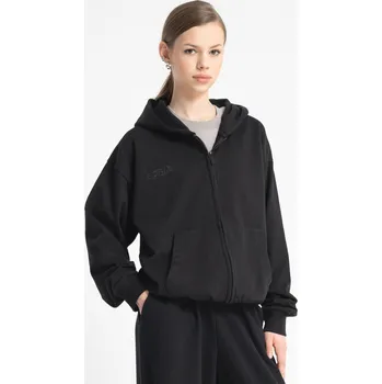 Dívčí mikina Reporter Young | Dívčí černá mikina s kapucí a autorským potiskem na zádech zdobeným kamínky - Barva ČERNÁ, Velikost 158 253-0555G-19-100-1