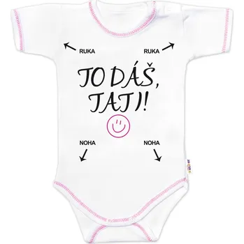 Body krátký rukáv s vtipným textem Baby Nellys, To dáš Tati!, holka Velikost: 86 (12-18m)
