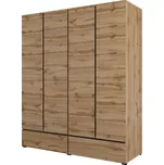 Skříň BONIFACIO 4D2S, dub wotan/černá +možnost VÝNOSU + vyzvednutí ZDARMA