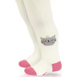 Dívčí vzorované punčocháče WOLA KOČIČKA S KORUNKOU smetanové Velikost: 56-62