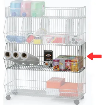 Úložný box B2B Partner Drátěný stohovací koš, 420 x 880 x 490 mm, bílý