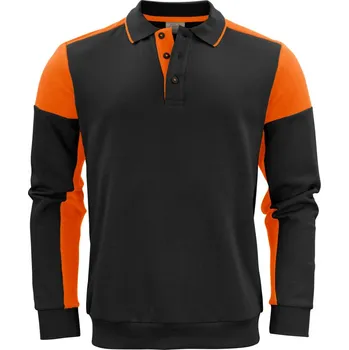 pracovní mikina Printer Mikina Polo Prime Polosweater, unisex COT61206081301-black/orang S Černá/oranžová