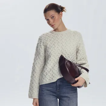 Dámský svetr Reserved - Strukturovaný svetr - béžová - 287GP-08M - 287GP-08M-L