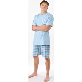 Pánské pyžamo GINA pánské pyžamo krátké pánské, šité, s potiskem Pyžama 2025 79188P pomnenková bílá XL