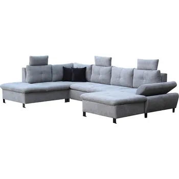 Sedací souprava MARVEL U - PRAVÁ - sedací souprava ARAGON 90 šedá / polštářky černá ARAGON 99 - kolekce "E" (FE) (K250-Z) NOVINKA