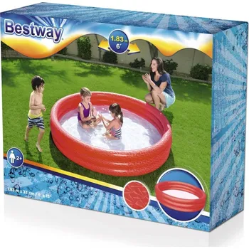Bazén Dětský zahradní bazén Nafukovací brouzdaliště červené 183x33cm BESTWAY + opravná záplata