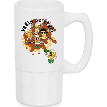 Sklenice Úzký pivní půllitr - Vešly se čtyři, vejde se i pátý, Barva Bílá, Velikost 500 ml, Canvas Keramický pivní půllitr Bezvatriko.cz 2790