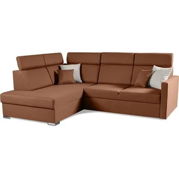 Sedací souprava SANTORINI XL - LEVÁ rohová sedací souprava - látka taracotta WIND 56 / polštářky WIND 05 bílá káva (SLIM XL) kolekce "MP" (K250) NOVINKA