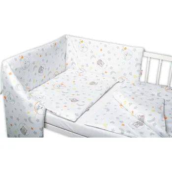 Povlečení 3-dílná sada, mantinel s povlečením Sovičky - bílá, 120x90 cm Velikost povlečení: 135x100