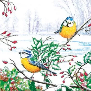 Papírový ubrousek Papírové dekorativní ubrousky Sýkory 33 × 33 cm 24 ks