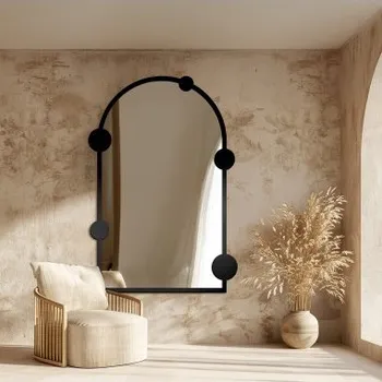 Zrcadlo Poloviční oválné zrcadlo s kolečky na rámu z MDF - ARCULA - barva rámu dle vašeho výběru