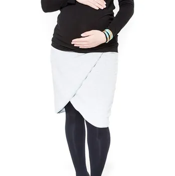 Těhotenské šaty Těhotenská sukně Be MaaMaa - KALIA sv. šedá Velikost oblečení: M (38)