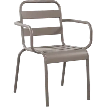 Jídelní židle FOLONICCA 02, kovová židle s područkami, do exteriéru i interiéru, taupe