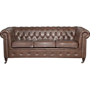 Pohovka 3-místná pohovka s funkcí spaní Chesterfield Oxford - Meble Ropez margarita 20, cvoky v barvě starého zlata, kolečka 203x77 cm