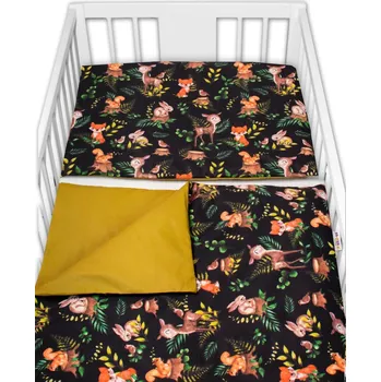 Povlečení Baby Nellys 2-dílné bavlněné povlečení - Baby Friends, černá/zelená Velikost povlečení: 135x100, Rozměry polštáře: 40 x 60, Rozměry přikrývky: 120 x 90