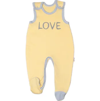 Kojenecké bavlněné dupačky Baby Nellys, Love - žluté Velikost: 62 (2-3m)