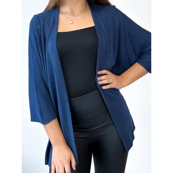 Dámský svetr Tmavě modrý dámský kardigan s 3/4 rukávem, VELIKOST UNI ( S, M , L )