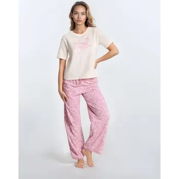 Dámské noční prádlo Sinsay - Dvoudílné bavlněné pyžamo - krémová - 220FM-01X - 220FM-01X-XS