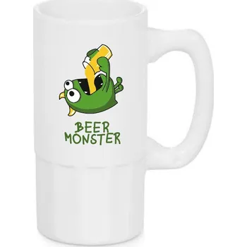 Sklenice Úzký pivní půllitr – Beer Monster, Barva Bílá, Velikost 500 ml, Canvas Keramický pivní půllitr Bezvatriko.cz 0863
