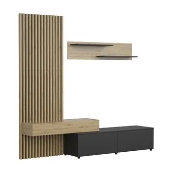 Pohovka ROSALINDA byt. stěna lamino černá/dub artisan - včetně lamel (REBECA - 3 balíky)(UG) (K150) NOVINKA