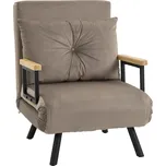 HOMCOM Křeslo s funkcí lůžka, 63 x 73 x 81 cm, s opěradlem nastavitelným v pěti směrech, prostorově úsporné, robustní, sametový vzhled, světle hnědé| Aosom
