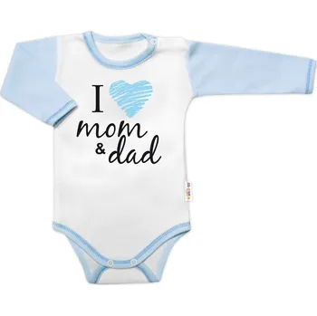 Kojenecký body Body dlouhý rukáv Baby Nellys, I love mom & dad, kluk Velikost: 80 (9-12m)