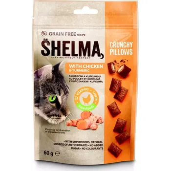 Pamlsek pro kočku JUKO Shelma snack GF kočka polštářky kuře/kurkuma 60g