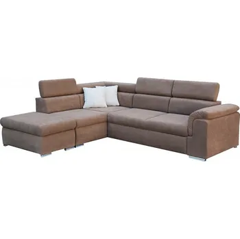 Sedací souprava BORGO Pravá - sedací souprava látka CELÁ hnědá CURIO 20/ polštářky CURIO 09 béžová - kolekce "E" (FE) (3BALÍKY) (K250) NOVÁ LÁTKA