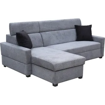 Sedací souprava GAPPA NEW - UNI- rohová sedací souprava, látka ŠEDÁ - ARAGON 93/polštářky ARAGON 99 černá -( =3balíky)(FE) (K250)NOVINKA