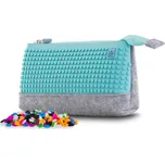 PIXIE CREW velké pouzdro ŠEDÁ/TYRKYSOVÁ/RŮŽOVÝ ZIP