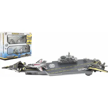 autíčko Teddies Letadlová loď 24cm + stíhačky 3 ks plast v krabici 29x22x7cm